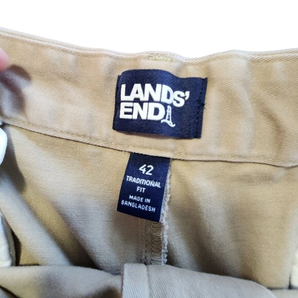 Lands End Mens Traditional Fit Beige Chino Shorts Size 42 - Picture 3 of 3
